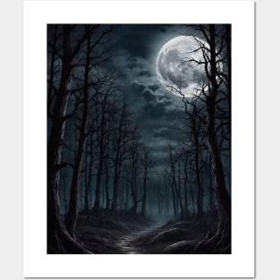 Spooky scary moon night Posters and Art